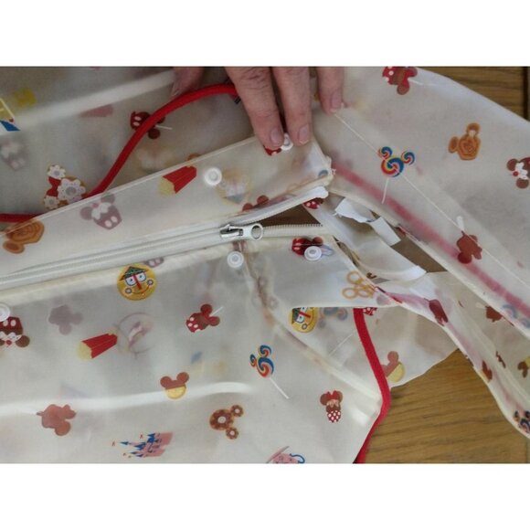 Disney XS Sheer Rain Jacket With Red Drawstring Hood & Snap Buttons Featuring Mi - Picture 7 of 8